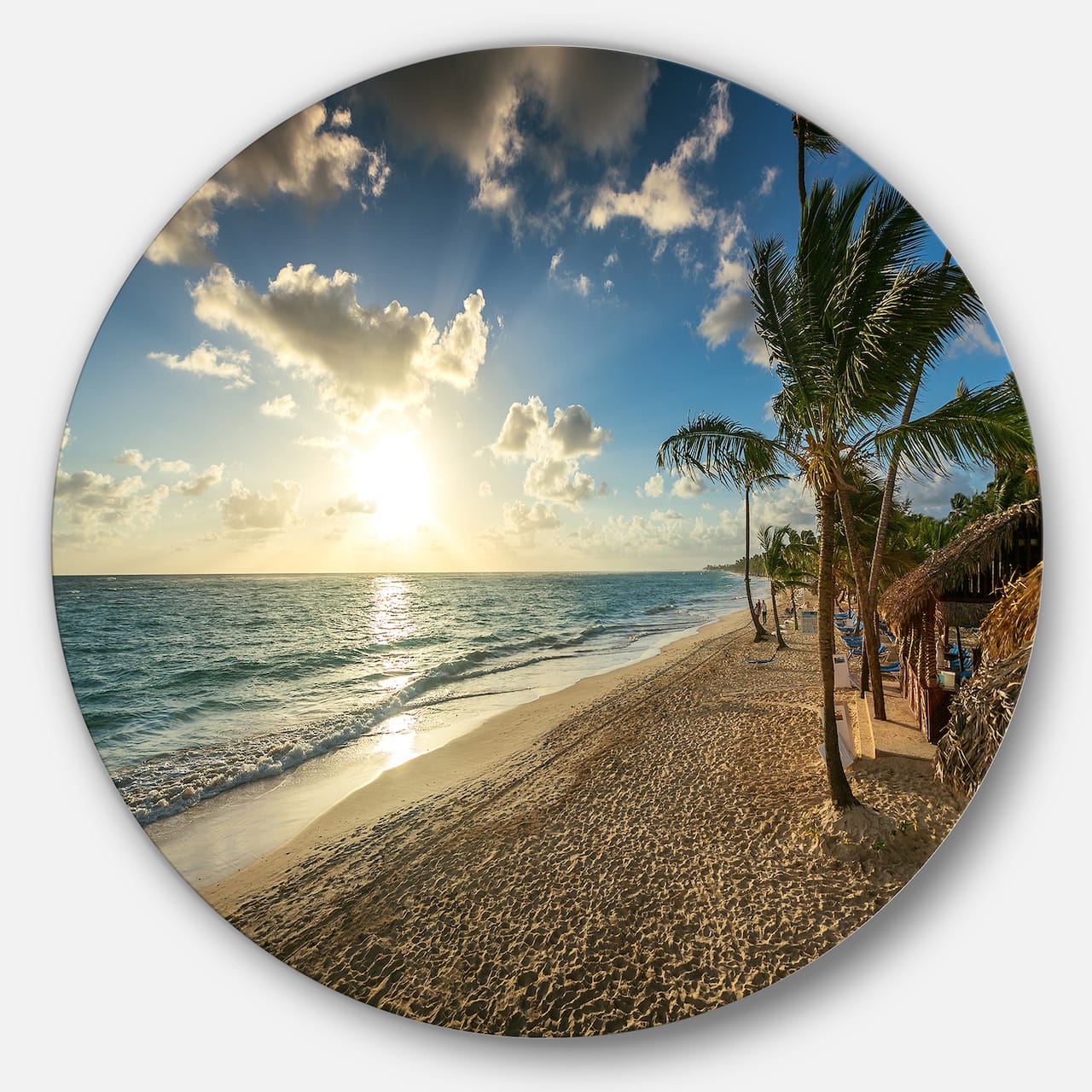 Designart - Beautiful Caribbean Vacation Beach' Disc Large Beach Large Metal Circle Wall Art